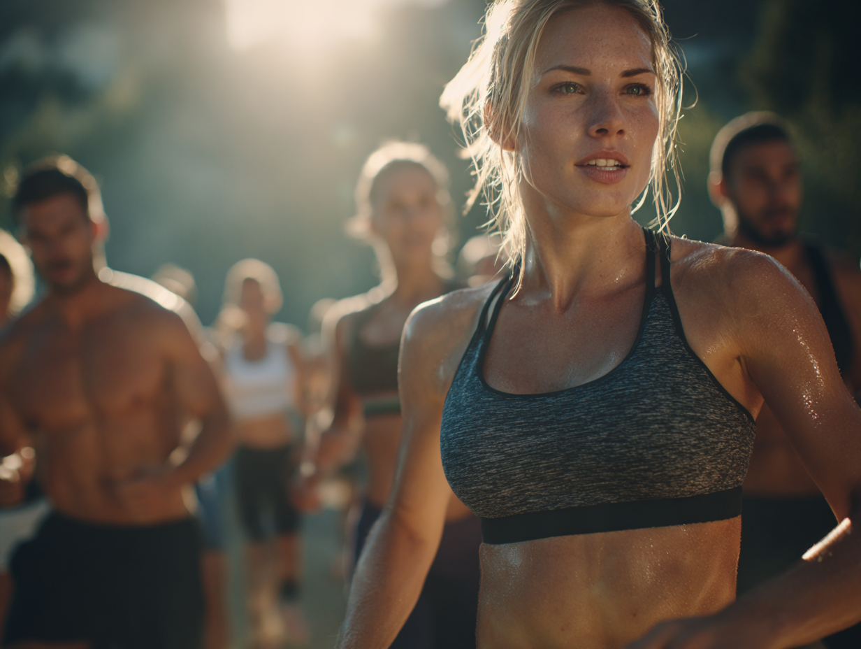 Grup de oameni diverse vârste antrenându-se